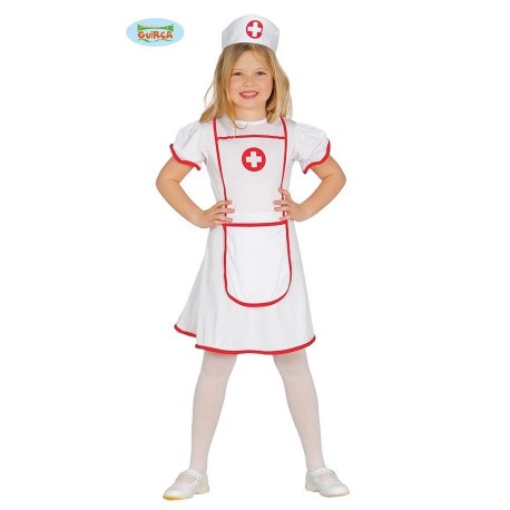 COSTUME CARNEVALE CROCEROSSINA BABY INFERMIERA 5/6 ANNI VESTITO CON CUFFIA 100%POLIESTER COD 85946 GUIRCA 8434077859469