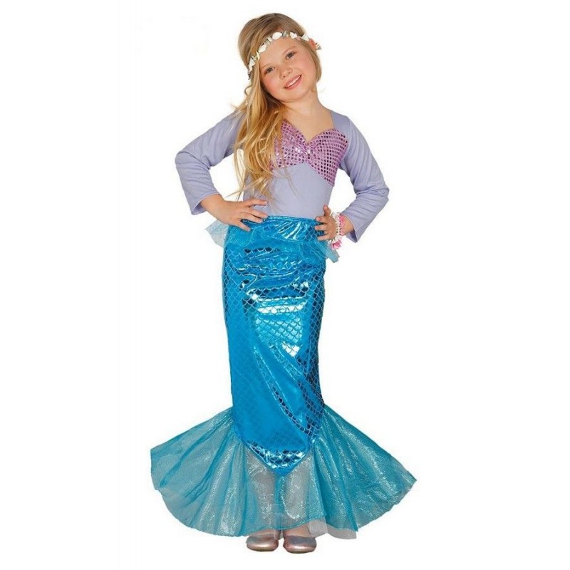 COSTUME CARNEVALE SIRENA BAMBINA 10/12 ANNI VESTITO COMPL. DI