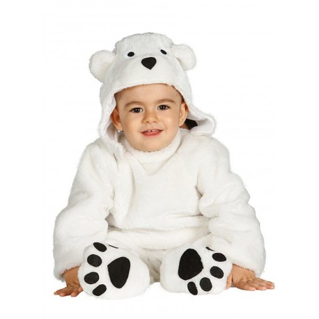 COSTUME CARNWEVALE ORSO POLARE ORSO BIANCO BABY 6/12 MESI VESTITO COMPLETO TUTA/CAPPELLO E PIEDI GUIRCA COD 85977