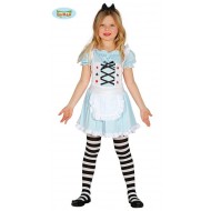 COSTUME CARNEVALE ALICE NEL PAESE DELLE MERAVIGLIE 7/9 ANNI VESTITO E CERCHIETTO 100%POLIESTERE COD 85930 GUIRCA