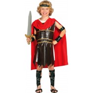 COSTUME CARNEVALE GUERRIERO ROMANO 10/12 ANNI VESTITO COMPLETO BENDA TESTA/TUNICA CON MANTELLO/BRACCIOLI/MAGLIA/C.GAMBE