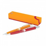 SET 2 PENNE ROLLER AS ROMA ASTUCCIO COLORATO CON LOGO ORIGINALE 1 ARANCIONE 1 ROSSA IN BOX REGALO PRODOTTO UFFICIALE