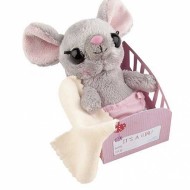 PELUCHE BABY GIRL TOPINO 13CM IN CULLA ROSA CON COPERTINA HOUSE OF MOUSE TOP QUALITY DEPESCHE GERMANY