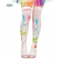 CALZE LUNGHE DONNA ADULTA PITTURA CLOWN PER TRAVESTIMENTI DI CARNEVALE HALLOWEEN E PARTY VARI COD 18655 GUIRCA