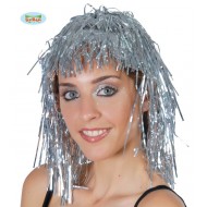 PARRUCCA CAPELLI D"ANGELO ARGENTO BRILLANTE PER TRAVESTIMENTI FESTE E PARTY A TEMA E CARNEVALE TOP QUALITY GUIRCA WIG