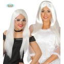 PARRUCCA CAPELLI LUNGHI LISCI BIANCHI PER TRAVESTIMENTI DI CARNEVALE FESTE E PARTY A TEMA GUIRCA WIG COD 4175