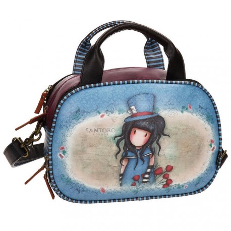 BORSA CON TRACOLLA THE HATTER GORJUSS SANTORO LONDON ORIGINAL 28X21X17CM IN SIMILPELLE CHIUSURA CON ZIP TOP QUALITY