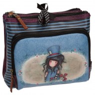 BUSTINA GRANDE 2 ZIP BEAUTY DA VIAGGIO MULTI TASCHE THE HATTER GORJUSS SANTORO LONDON ORIGINAL 27X17,7X10CM SIMILPELLE