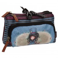 BUSTINA PICCOLA 3 ZIP MULTI TASCHE BEAUTY DA VIAGGIO THE HATTER GORJUSS SANTORO LONDON ORIGINAL 20,5X10,5X8,5CM