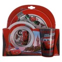 GIFT SET PAPPA 3 PEZZI CARS DISNEY ORIGINAL MELANINA PIATTO PIANO SCODELLINA E BICCHIERE LUNGO ROSSO E BIANCO