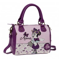 BORSA BAULETTO 1 CERNIERA MINNIE GLAM DISNEY ORIGINAL 25X23X12CM SIMILPELLE FANT.ROSA E VINACCIO APPLICAZIONI A RILIEVO