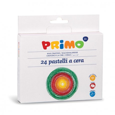 COLORI A CERA MAXI PASTELLI CONFEZIONE DA 24 PEZZI PRIMO MADE IN ITALY