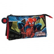 BUSTINA PORTA TUTTO 2 ZIP 3 SCOMPARTI PER SCUOLA E DA VIAGGIO SPIDERMAN MARVEL ORIGINAL 22X12X5CM DISEGNO A RILIEVO PVC