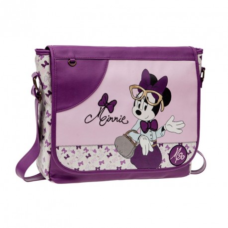 TRACOLLA GRANDE CON PATTINA E TASCA 39X31X10CM MINNIE GLAM DISNEY ORIGINALE IN SIMILPELLE CON DISEGNI RILIEVO COD3295051