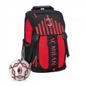 PROMO SCUOLA AC MILAN ORIGINAL ZAINO ESTENS.42X31X14CM+ ASTUCCIO 3 ZIP 41 PEZZI FRIXION/GIOTTO + PALLONE. PANINI ITALY