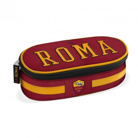 ASTUCCIO OVALE ORGANIZZATO SCUOLA AS ROMA ORIGINAL 22X10X7CM 1 ZIP DISTRIBUITO DA FR.COSIMO PANINI EDITORE ITALY