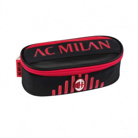 ASTUCCIO OVALE ORGANIZZATO SCUOLA AC MILAN ORIGINAL 22X10X7CM 1 ZIP  DISTRIBUITO DA FR.COSIMO PANINI EDITORE ITALY - Parole e Pensieri