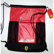 ZAINO A SACCA SCUDERIA FERRARI ORIGINAL ROSSA E NERA SIMILPELLE 43X33CM 1 TASCA CON ZIP + 2 DISTRIB.DA F.C.PANINI ITALY