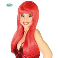 PARRUCCA LUNGA LISCIA ROSSA DIAVOLESSA PER TRAVESTIMENTI DI CARNEVALE E FESTE VARIE A TEMA TOP QUALITY GUIRCA 4840