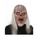 MASCHERA HORROR ZOMBIE IN LATTICE CAPELLI BIANCHI LUNGHI PER TRAVESTIMENTI CARNEVALE HALLOWEEN E FESTE A TEMA NIGHTMAR