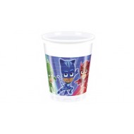 CONFEZIONE 8 BICCHIERI IN PLASTICA 200ML PJMASKS I SUPER PIGIAMINI ORIGINALI PER FESTE DI COMPLEANNO E PARTY VARI