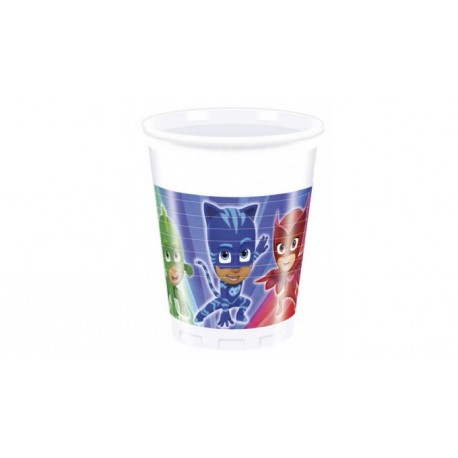 CONFEZIONE 8 BICCHIERI IN PLASTICA 200ML PJMASKS I SUPER PIGIAMINI ORIGINALI PER FESTE DI COMPLEANNO E PARTY VARI