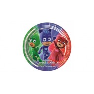 CONFEZIONE 8 PIATTI IN PLASTICA 19,5CM PJMASKS I SUPER PIGIAMINI ORIGINALI PER FESTE DI COMPLEANNO E PARTY VARI