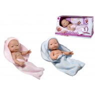 BAMBOLA NEONATO 45CM CON CAPPELLINO E COPERTINA CELESTE CON CERTIFICATO DI NASCITA TOP QUALITY ROSA TOYS MADE IN ESPANA