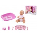 SET BEBÈ BAMBOLOTTO 32CM BEVE E FA LA PIPÌ ACCESSORI PAPPA E BAGNETTO CON SCATOLA TOP QUALITY ROSA TOYS 1150 ESPANA