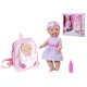 SET BEBÈ BAMBOLA CON VESTITO 35CM BEVE E FA LA PIPÌ + ZAINO + ACCESSORI CON SCATOLA TOP QUALITY ROSA TOYS 1175 ESPANA