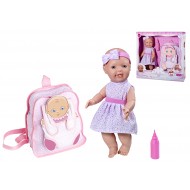 SET BEBÈ BAMBOLA CON VESTITO 35CM BEVE E FA LA PIPÌ + ZAINO + ACCESSORI CON SCATOLA TOP QUALITY ROSA TOYS 1175 ESPANA