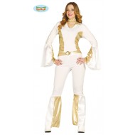 COSTUME CARNEVALE E FESTE A TEMA POP STAR ANNI 70/80 ADULTA TAGLIA M VESTITO COMPLETO DI CAMICIA/PANTALONE/CINTURA