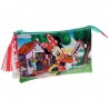 BUSTINA SCUOLA 1 + 1 CERNIERA 3 SCOMPARTI MINNIE STRAWBERRY DISNEY ORIGINAL 27X12X5CM 70%POLIESTER 30PVC COD 2394351