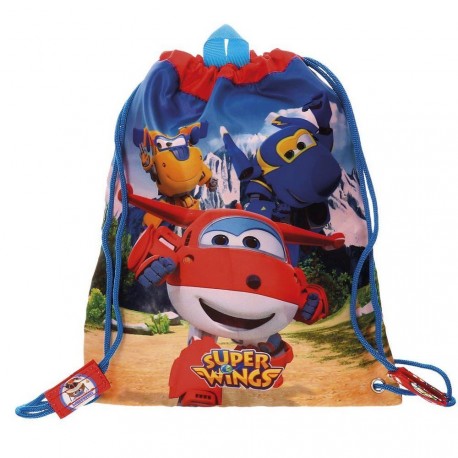 ZAINO A SACCA CON SPALLACCI SUPER WINGS ORIGINAL 27X34CM POLIESTER IDEALE PER SCUOLA VIAGGIO E PALESTRA