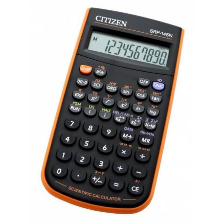 CALCOLATRICE SCIENTIFICA CITIZEN SRP-145NOR 10DGT 86 FUNZIONI PROGRAMMING 40 BYTES HARD CASE CM15X8,5X1,5 NERA E ARANCIO