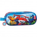 BUSTINA BEAUTY PORTATUTTO SCUOLA E VIAGGIO SUPER WINGS ORIGINAL 23X9X7CM 2 SCOMPARTI 2 ZIP POLIESTER DISEGNO PVC A RILIE