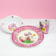 SET PAPPA CERAMICA DIDDL PIATTO PIANO/PIATTO FONDO(CIOTOLINA) E TAZZA. NUOVO DIDDL FOREVER UNITED LABELS AG GERMANY