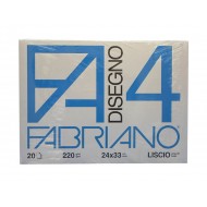 BLOCCO DISEGNO F4 FABRIANO 24X33 LISCIO 220GR. CARTA BIANCA FG.STACCATI