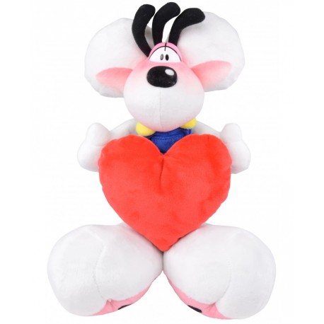 PELUCHE DIDDL BIANCO CON TUTA BLU BOTTONI GIALLI CUORE ROSSO 32CM NUOVO DIDDL FOREVER ORIGINAL UNITED LABELS AG GERMANY