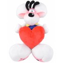 PELUCHE DIDDL BIANCO CON TUTA BLU BOTTONI GIALLI CUORE ROSSO 32CM NUOVO DIDDL FOREVER ORIGINAL UNITED LABELS AG GERMANY