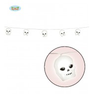 GUIRLANDA DI 12 TESCHI 5,5X4,5CM LUCI LED 180CM ARTICOLI DECORATIVI PER HALLOWEEN E PARTY A TEMA BATTERIE INCLUSE