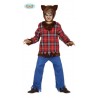 COSTUME LUPO MANNARO BABY 7/9 VESTITO COMPL.CAPUCCIO CAMICIA CON PELO PANTALONI X TRAVESTIMENTI DI HALLOWEEN/CARNEVALE