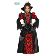 COSTUME VAMPIRESSA BABY 3/4 ANNI COLLETTO E VESTITO PER TRAVESTIMENTI DI HALLOWEEN/CARNEVALE E SCENE HORROR