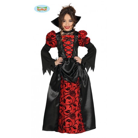 COSTUME CONTESSA VAMPIRA BABY 5/6 ANNI COLLETTO E VESTITO PER TRAVESTIMENTI DI HALLOWEEN/CARNEVALE E PARTY VARI