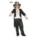 COSTUME MOSTRO ZOMBIE BABY 5/6 ANNI VESTITO COMPLETO DI CAPPELLO/GIACCA/CAMICIA E FOUL/PANTALONI HALLOWEEN/CARNEVALE