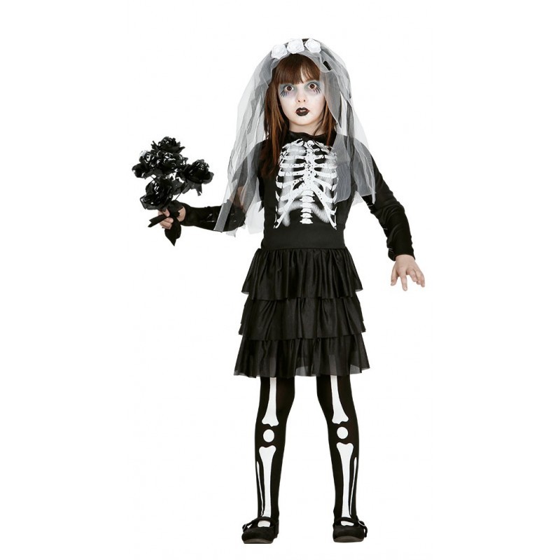 COSTUME FANTASMA BAMBINA 10/12 ANNI VESTITO E VELO PER TRAVESTIMENTI DI  HALLOWEEN CARNEVALE E SCENE A TEMA HORROR - Parole e Pensieri