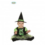 COSTUME STREGHETTA BABY 12/24 MESI VESTITO E CAPPELLO STREGA PER TRAVESTIMENTI DI CARNEVALE/HALLOWEEN SCENE A TEMA