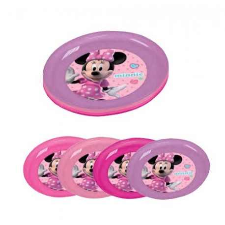 PIATTI IN PLASTICA MINNIE DISNEY 20CM CONFEZIONE DA 4 PEZZI