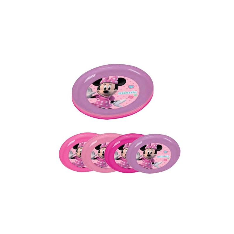 PIATTI IN PLASTICA MINNIE DISNEY 20CM CONFEZIONE DA 4 PEZZI