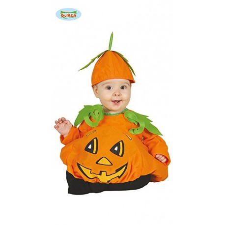 COSTUME BABY ZUCCA 6/12 MESI VESTITO COMPLETO DI CAPPELLO PER TRAVESTIMENTI DI HALLOWEEN E PARTY A TEMA